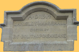 Lanisley(Manor) Hall Stone Laid by R.F. Bolitho Ponandane